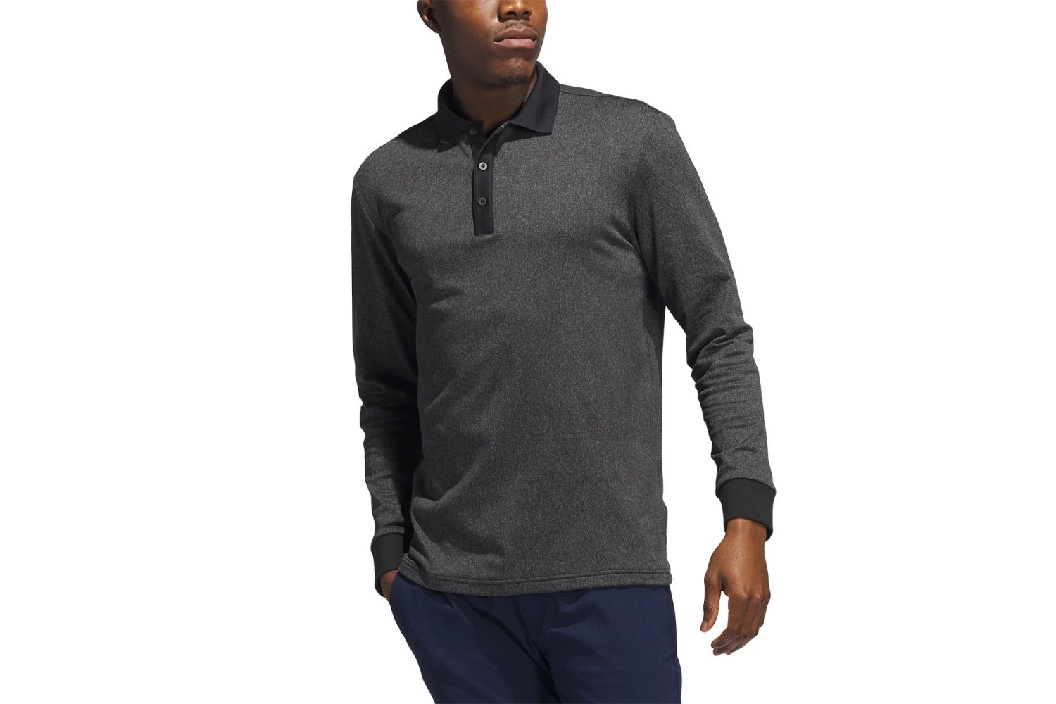 Adidas Essentials Heathered Poloshirt Langarm 5 Adidas Essentials Heathered Poloshirt Langarm – Bild 3