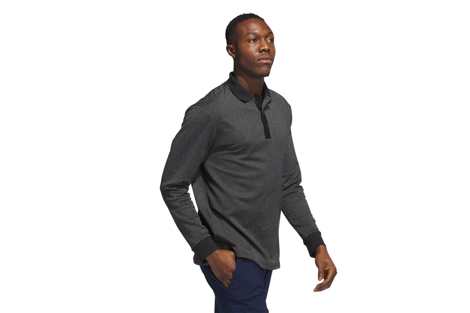 Adidas Essentials Heathered Poloshirt Langarm 7 Adidas Essentials Heathered Poloshirt Langarm – Bild 5